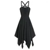 Casual Kleider Gothic Frauen Kleid Plus Größe Spitze Up Cami A-linie Vestidos Sexy Sommer Party Punk Ärmellose Strap Sling roben