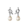 Stud -oorbellen 925 Sterling zilver voor vrouwen hangende synthetische parel earring bowknot vrouw