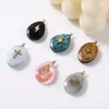 Charms Natural Stone Water Drop 펜던트 지르콘 스테인리스 스틸 석영 DIY 귀걸이 목걸이 보석 제작 1.8 1.3cm