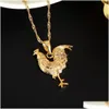 Pendant Necklaces New Fashion Womens Jewelry 24K Gold Color Animal Golden Chicken Independent Necklace Drop Delivery Pendants Dhkq0