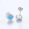 Style rétro européen couleur opale s925 boucles d'oreilles en argent bijoux design géométrique mode tempérament femmes boucles d'oreilles brillant zircon accessoires