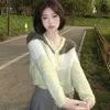 Kadın Örgüleri Panelli Hırka Kadın Kırpılmış Kazak Günlük Harajuku Zarif V-Neck Sonbahar Kore Moda Güzel Y2K Giysileri Örme Retro