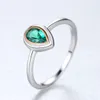 S925 plata gota de agua colorido circón mujeres anillo estilo europeo conciso exquisito anillo de moda regalo de joyería de alta calidad