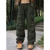 Women's Pants Lengbuding Girl American Retro Heavy Industry Functional Wind Multi-pocket Overalls Men Women Army Green Hiphop Casual