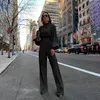 Kobiety Jumpsuits Rompers Insta Puff Eleganckie kombinezony dla kobiet Puff Długie rękawy Spodnie Flare Pole wiosenne biura