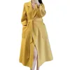 Kvinnans jackor 2023 Autumn Winter Doublesided Cashmere Coat for Women Long High Quality Classic Corrugated Female Ull Youterwear 230223