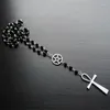 Pendentif Colliers Noir Perlé Chapelet Croix Collier Gothique Pentagramme Sorcière Païen Bijoux Femmes Cadeau De Mode Glamour