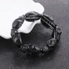 Strand 2023 Arrivée Cool Vintage Bracelets Pour Hommes Bracelets Rétro Alliage Élastique Noir Crâne Squelette Bracelet Bijoux Goutte