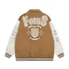 TKPA street hip hop patchwork leather embroidered flight jacket coat men's oversize loose baseball uniform T230223