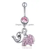Anillos de botón de campana del ombligo D0158 3 colores Joyería de estilo elefante Piercing del cuerpo Anillo del vientre Entrega de gota Dhgarden Dhqah