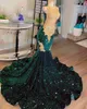 2023 아랍어 ASO EBI Dark Green Prom Dresses 레이스 비즈 인어 공식 파티 두 번째 리셉션 생일 약혼 가운 드레스 ZJ285