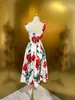 Mouwloze katoenen midi-jurk met Poppy-print voor dames
