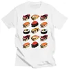 남자 T 셔츠 초밥 퍼그 재미있는 티셔츠 셔츠 평범한 디자인 남성 탑 카미사 Hombre Cotton