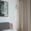 Pendant Lamps Modern U Shape Gold Lights Wrought Iron Energy Saving Tube Led Luminaire Suspension Lamp For Bar Living Room Bedroom