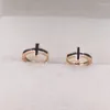 Hoop Earrings Pure Solid 18K Rose Gold Women Luck Black Enamel Cross 1-1.5g 11x6mm Gift