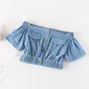 Clothing Sets 2PCS Fashion Infant Girl's Off Shoulder Set Casual Denim All-Match Short Sleeve Tops Skirt Outfits Suit