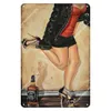 Shabby chic metalen poster tin bord vintage sexy pin up meisje metalen plaat badkamer decor accessoires home decor sexy meisje poster douche kamer decor maat 30x20cm w01