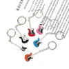 Fashion Guitar Key Chain Metal KeyChain Cute Musical Car Key Ring Silver Color pendant For Man Women Party Gift 6 Colors