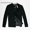 Men's Suits Blazers Men Single Breasted Grandad Collar Blazer Japanese Uniform School Long Sleeve Solid Color Fashion Spring Autumn 230222