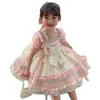 Девушка платья летние девочки платье детские розовые кружевные лук милое платье для вечеринки для девочек одежда для рождения для детей малыш для девочек.
