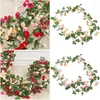 Decorative Flowers 1.85m Artificial Rose Vine Wedding Decoration Real Touch Silk Flower String Home Hanging Garland Party Decor