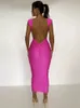 Casual Dresses Mozision Sexig Backless Maxi For Women Gown Summer Round Neck Sleeveless Night Club Party Long Clubwear Vestido 230223