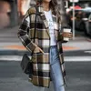 Women's Jackets 2023 Women Casual Lapel Singlebreasted Coat Jacket Vintage Plaid Print Pocket Tops Outwear Fashion Elegant Long Sleeve Overcoat 230223