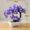 Kwiaty dekoracyjne 2pcs 19x19 cm akcesoria domowe dekoracja zielona eukaliptus drzewo sztuczne rośliny bonsai sypialnia salon