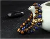 Charm Bracelets Natural AgateAzurite Tiger Eye Stone Hand String Of Beads Lions Leopards Head Stretch Bracelet Adorn Article