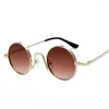Solglasögon runt retro varumärke design kvinnliga mäns lyxmode UV400 glas multicolor gafas