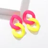 Boucles d'oreilles pendantes coréennes couleur bonbon, chaîne goutte pour femmes, géométrique coloré mignon acrylique, bijoux à la mode