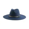 女性の帽子の帽子の帽子帽子帽子hat男性ワイドブリム9.5cmベルトバンドフェドラ帽子帽子パナマジャズキャップマンハット