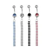 Navel Bell -knop Ringen D0021 4 kleuren Crystal Belly Body Piercing sieraden Dange accessoires mode charme 20 pc's/lot drop dhgarden dhhpm