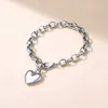 Link Chain U7 Heart Charm Bracelet Stainless Steel Adjustable Cable Link Chain Bracelets Mother Daughter Jewelry Gift G230222