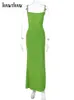 Casual Dresses Hawthaw Women Elegant Party Club Evening Bodycon Streetwear Green Long Dress Summerkläder Partihandel för företag 230223