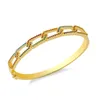 Link Chain Flola Micro Pave Heart Cuff Armband för kvinnor Guldpläterad trottoarklänk Kärleksarmband Bangle ValentinesDay Jewelry Gifts BRTC76 G230222