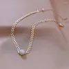 Chains Hip Hop Personality Tide Pearl Leaf Necklace Clavicle Chain Choker Temperament Design Collars For Women