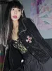 Kadın Ceketler Kosahiki Gotik Ceket Kadınlar Rhinestones Ceket y2k Bahar Sonbahar Siyah Mahsul Top Peri Grunge Alt Harajuku Chaqueta 230223