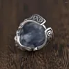 Küme halkaları gerçek s925 sterling gümüş hayvan erkekleri ring vintage zanaat erkekler tay iyi şans canavar tarzı güzel mücevher hediyeleri