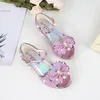 Sandali 5 colori Bambini Sandali principessa Bambini Ragazze Scarpe da sposa Tacchi alti Scarpe eleganti Papillon Oro Rosa Blu Argento Scarpe per ragazze 230223