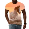 Herren T-Shirts Sommer Männer Casual 3D-Druck T-Shirt Mode Grafik Tier Pferd Für Hip Hop Harajuku Persönlichkeit Rundhals Kurzarm