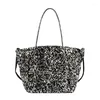 Kvällspåsar Autumn och Winter Super Sequins Tote Bag Women Bling Dinnerhandbagvintage Temperament Shoulder Designer