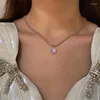 Colares de pingentes Colar de coração roxo para meninas estilo doce Cristal Clavicle Chain empilhável Jóias de pescoço xin-