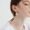 S925 silver needle geometric diamond flash diamond earrings fashion OL creative hollowed-out pearl earrings celebrity design