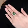 Cluster Rings GEM'S BALLET 3.43Ct Natural Chrome Diopside Cocktail Genuine 925 Sterling Silver Oval Gemstone Ring Fine Jewelry For Women