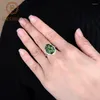 Cluster Rings Gem's Ballet 3,43CT Natural Chrome Diopside Cocktail Подлинный 925 серебряный серебряный серебряный кольцо для жемчужины