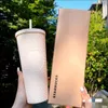 Starbucks Studded Cup 710ML plastikowy kubek do kawy jasny diament gwiaździste niebo słomkowy kubek o dużej pojemności syrenka Durian kubek produkty na prezenty