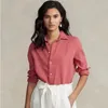 Blouses voor vrouwen shirts hoogwaardige vrouwen polo mode Koreaans klein paard korte mouw tops casual linnen polos vrouwelijke turndown kraag knop 230223