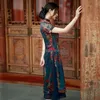 Vêtements ethniques 2023 automne Vietnam Aodai Styles chinois femmes impression florale Vintage longue robe Qipao élégant Cheongsam A90