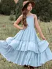 Mädchenkleider Prinzessin Spitze Rüschen Lagenkleid Baby Kinder Blumenmädchen Hochzeitsfeier Lange Kleider Teenager Elegante Kleidung für 3 4 6 8 10 12 Jahre Z0223